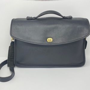 COACH Vintage Black Leather Lexington Briefcase Messenger Bag #5265
